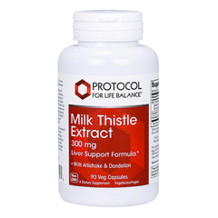 Protocol for Life Balance milk thistle bottle, supports liver health in a daily capsule.