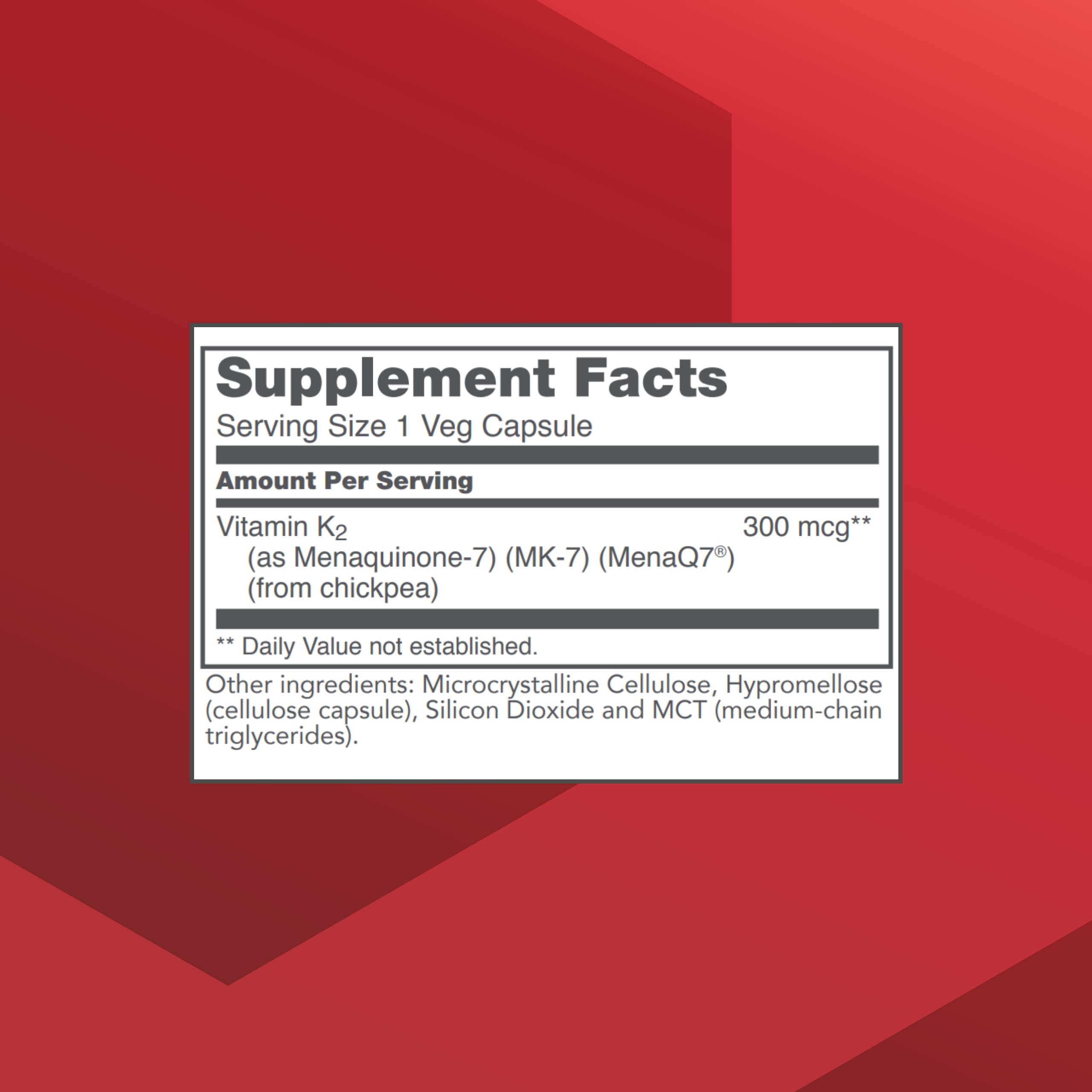 Protocol for Life Balance MK-7 bottle back with dosage information for vascular health.