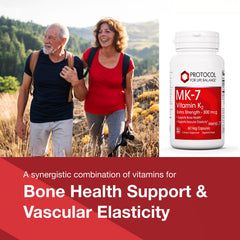 MK-7 capsules close-up from Protocol for Life Balance showing vegan formula.