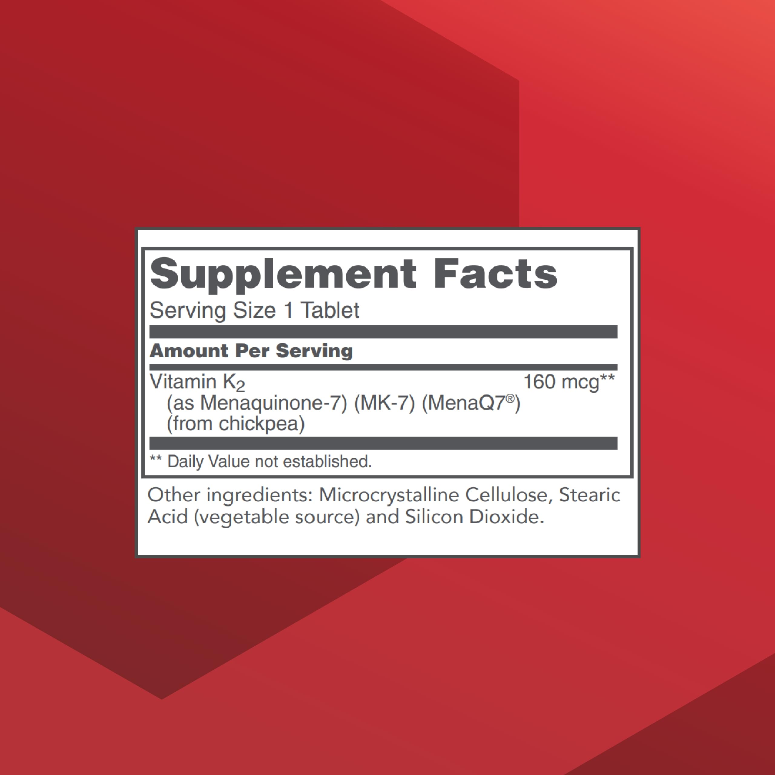 PROTOCOL FOR LIFE BALANCE MK-7 tablets close-up shows 160 mcg dosage.