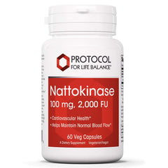 Protocol for Life Balance nattokinase bottle on a kitchen counter suggesting daily use