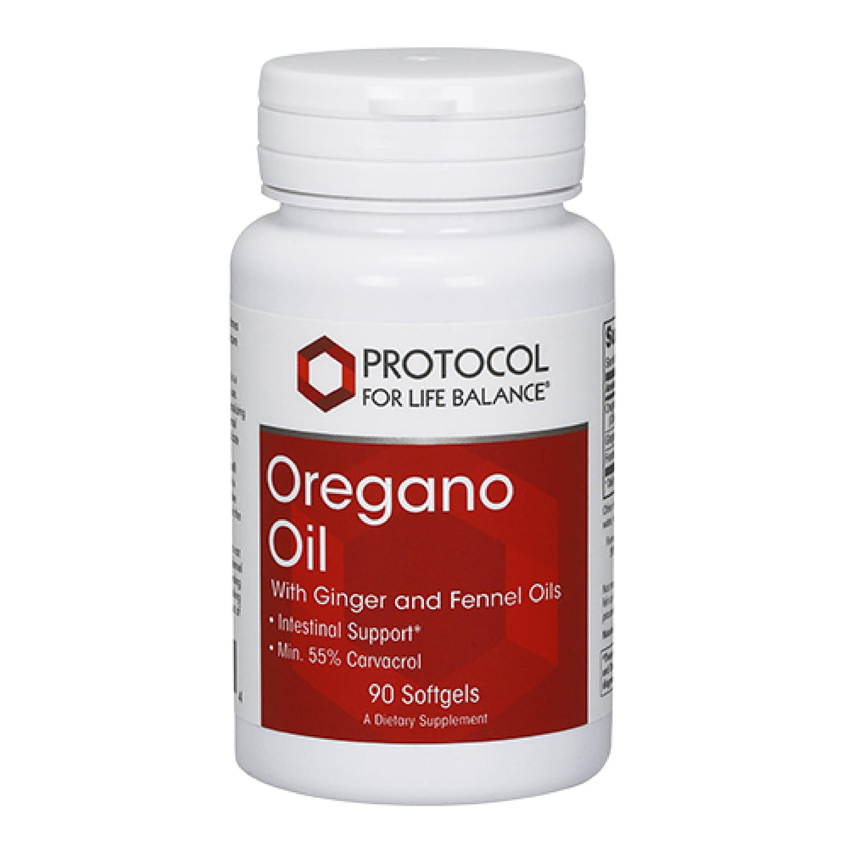 Protocol For Life Balance oregano oil softgel bottle with carvacrol-rich formula for digestive comfort