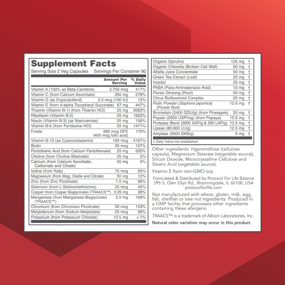 Close-up of Ortho Multi Greens capsules for convenient daily support.