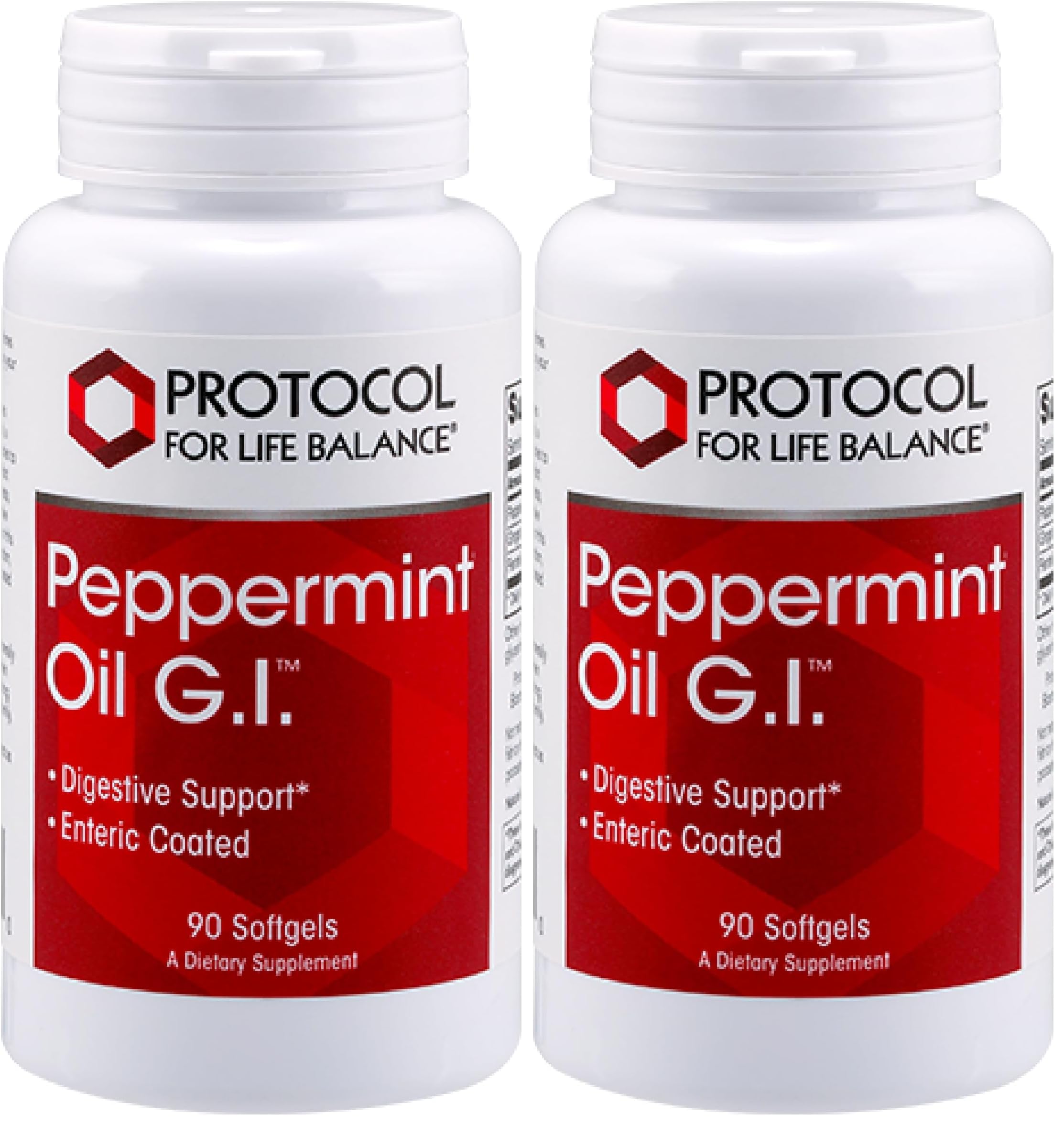 Protocol For Life Balance Peppermint G.I. bottle with enteric-coated softgels for digestive support