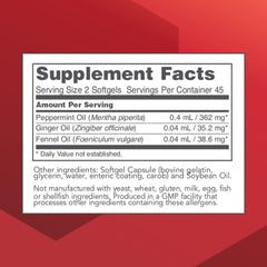 Close-up of Peppermint G.I. softgels showing enteric-coated capsules