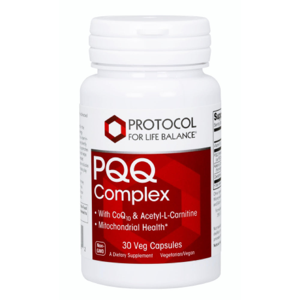 PROTOCOL FOR LIFE BALANCE PQQ Complex bottle for daily mitochondrial support and energy potential.