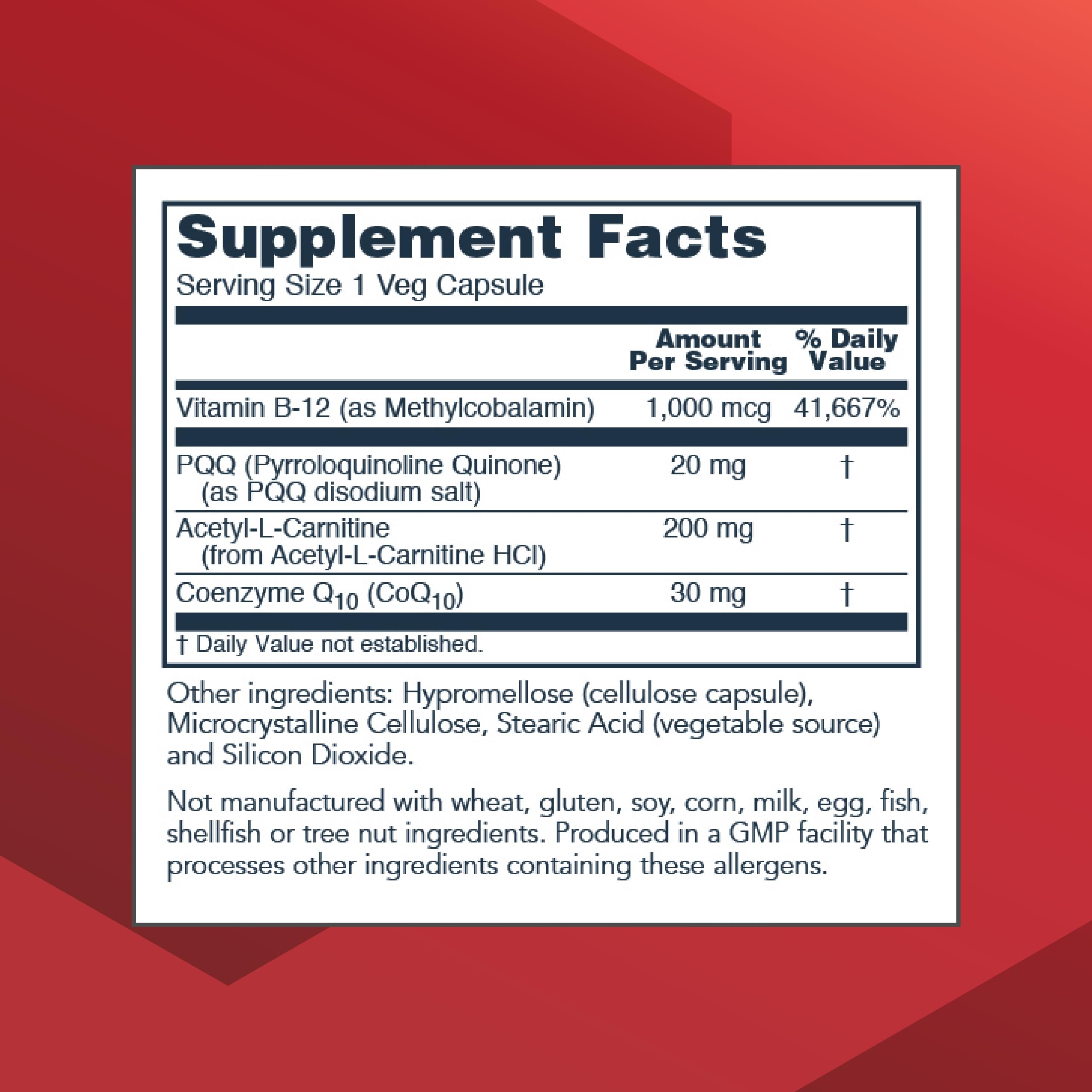 PROTOCOL FOR LIFE BALANCE PQQ Complex label detailing ingredients for cellular energy.