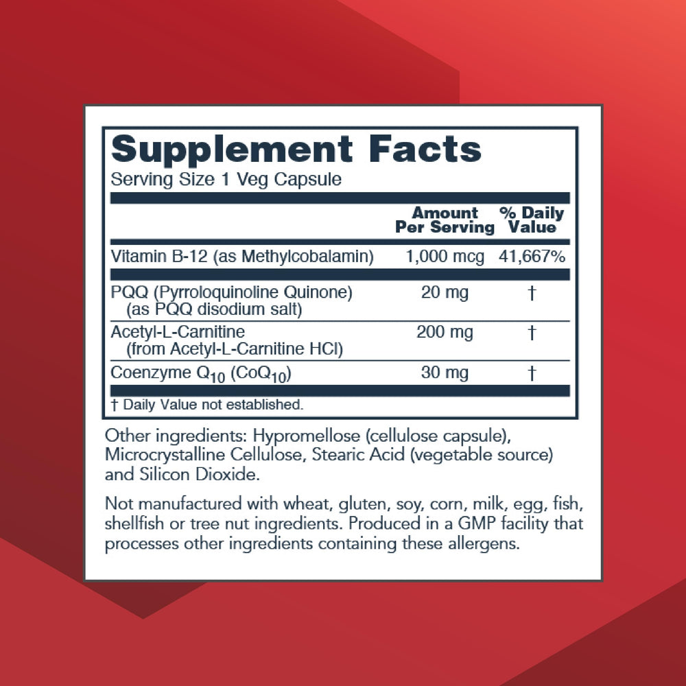 PROTOCOL FOR LIFE BALANCE PQQ Complex label detailing ingredients for cellular energy.