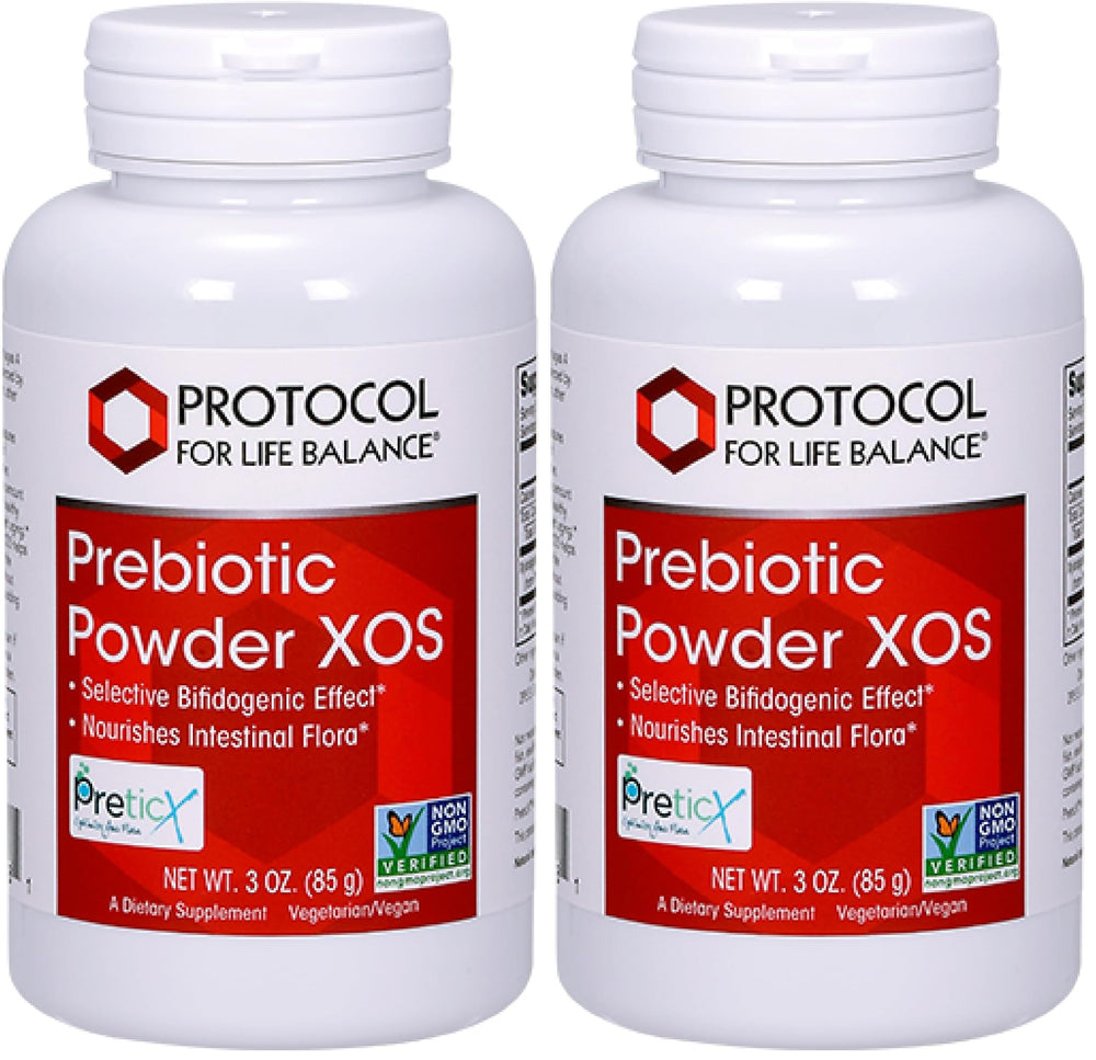 Protocol for Life Balance Prebiotic Powder XOS bottle promotes daily gut support.