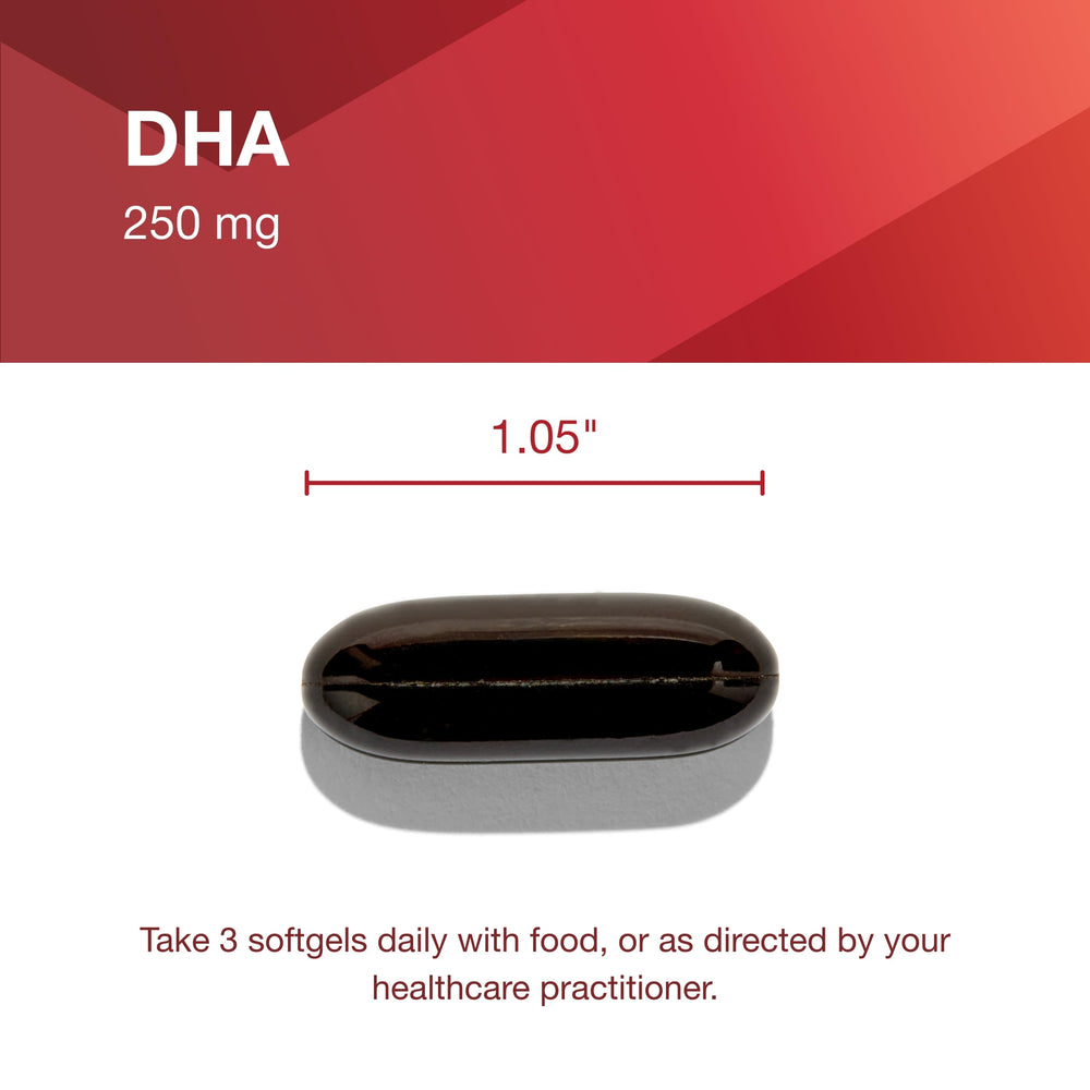 PROTOCOL FOR LIFE BALANCE prenatal DHA dosage chart displays daily serving guidance.