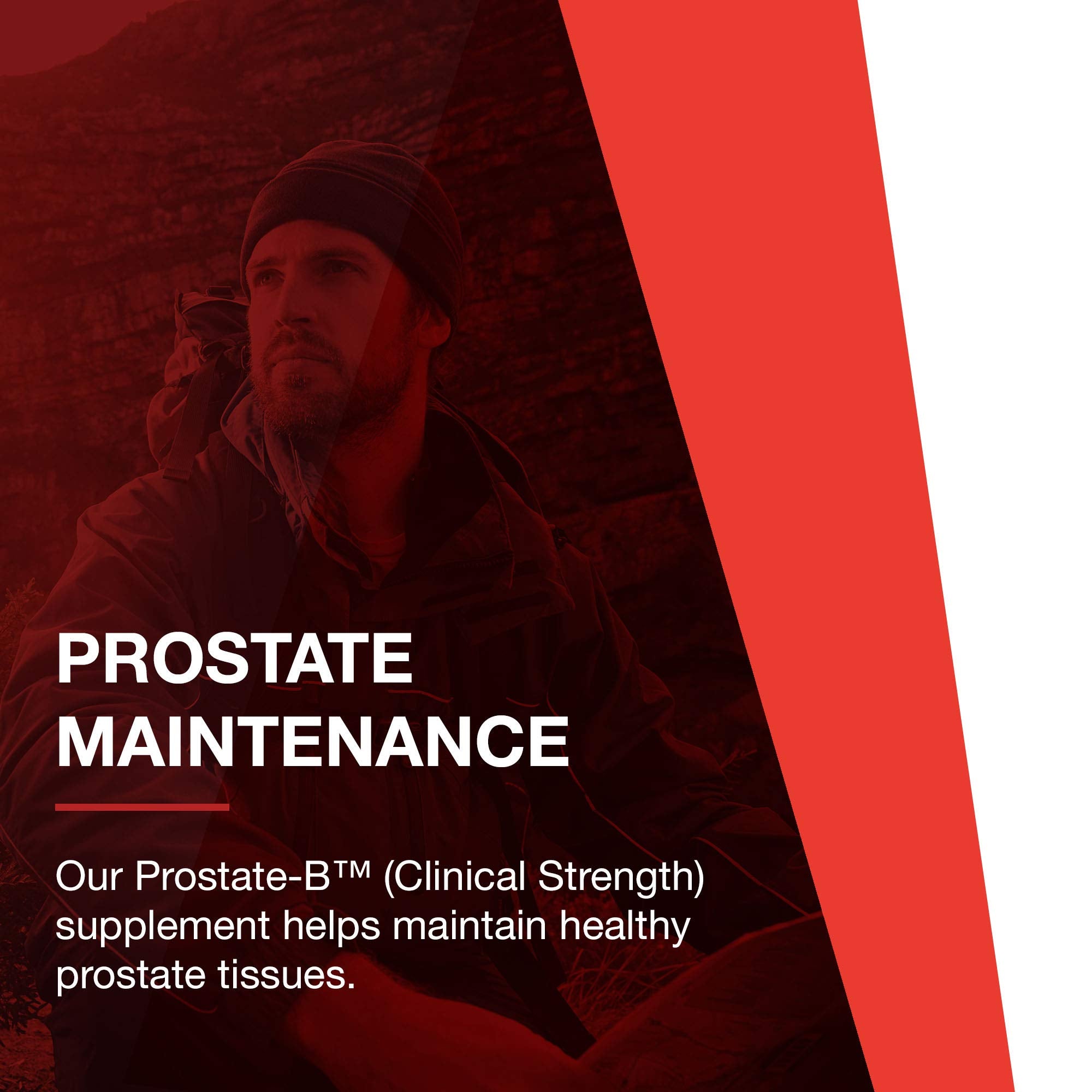 Lifestyle scene with a man taking PROTOCOL FOR LIFE BALANCE Prostate-B during morning routine.
