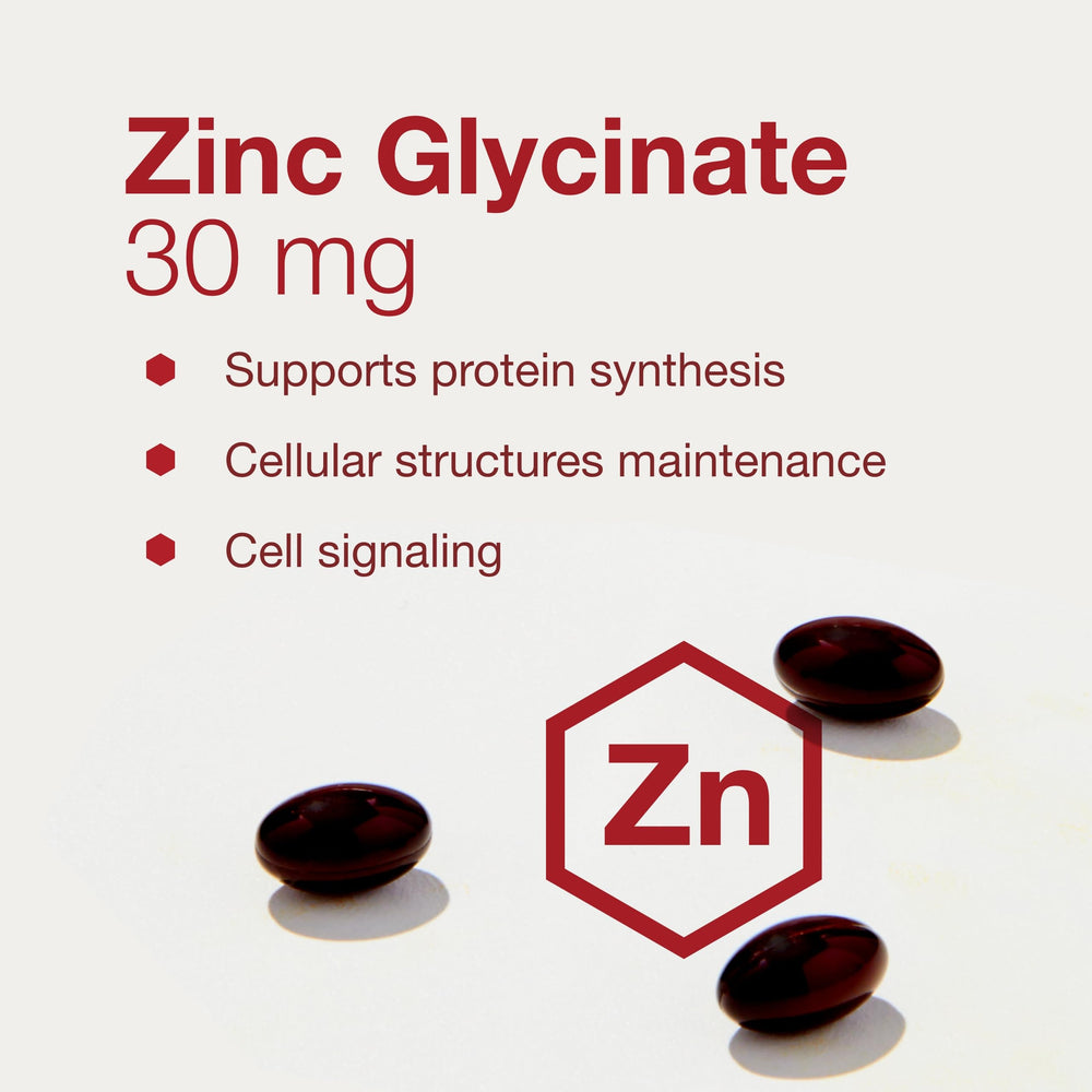 Protocol for Life Balance Zinc Glycinate bottle with glass of water during routine