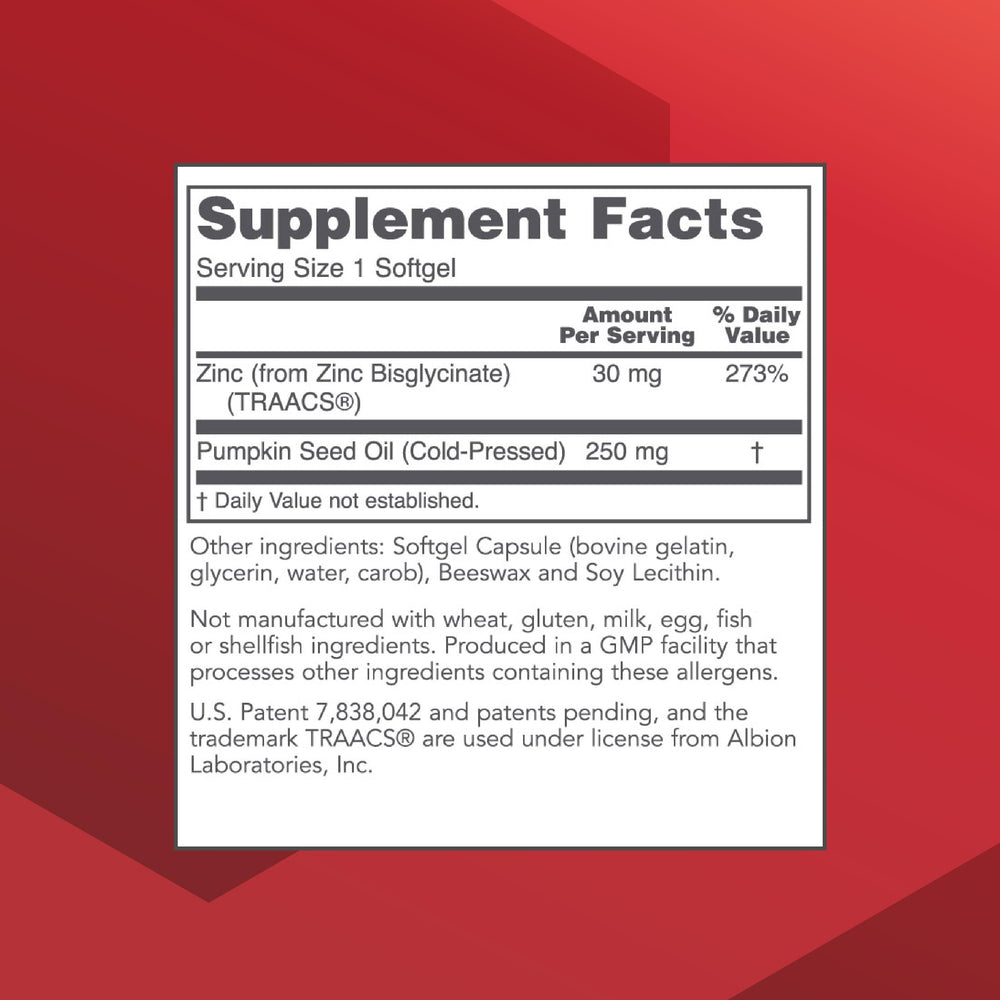Protocol for Life Balance Zinc Glycinate label close-up highlighting Albion TRAACS zinc