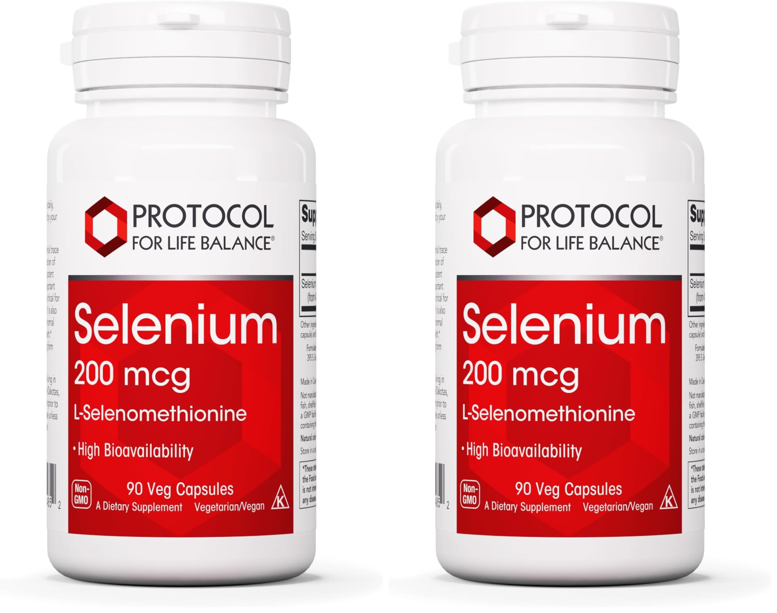 PROTOCOL FOR LIFE BALANCE Selenium 200mcg bottle showing daily intake for immune support.