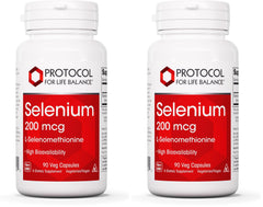 PROTOCOL FOR LIFE BALANCE Selenium 200mcg bottle showing daily intake for immune support.
