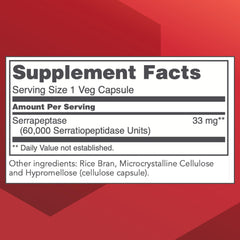 Protocol for Life Balance Serrapeptase bottle back includes dosage notes for daily wellness.