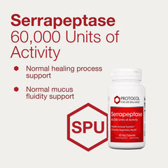 Protocol for Life Balance Serrapeptase label closeup displays GMP-backed quality.