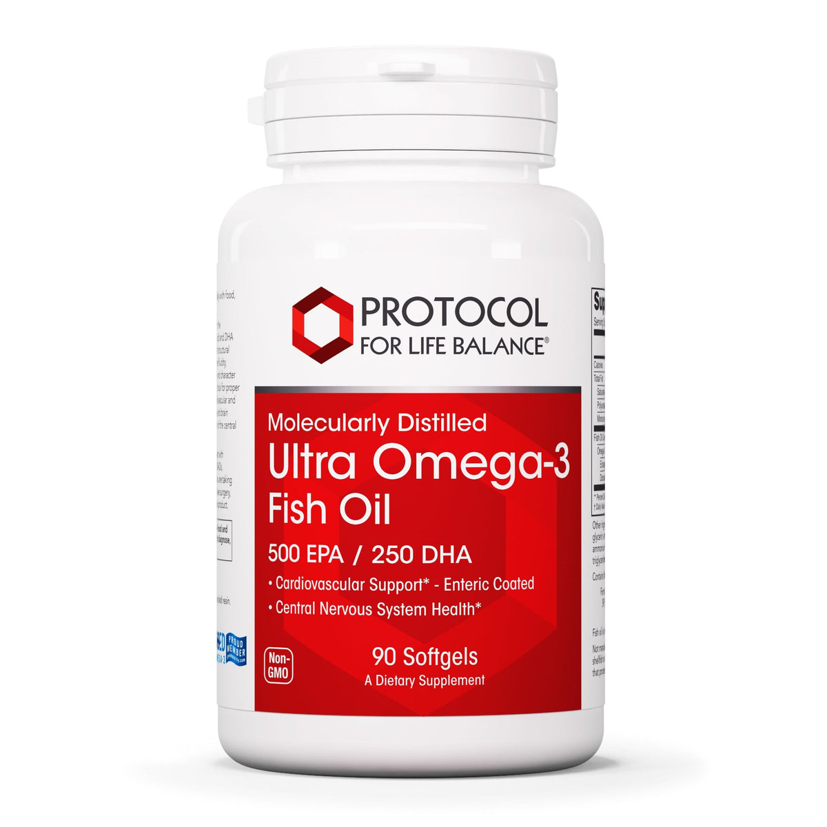PROTOCOL FOR LIFE BALANCE Ultra Omega-3 softgel bottle used daily for brain and heart support.