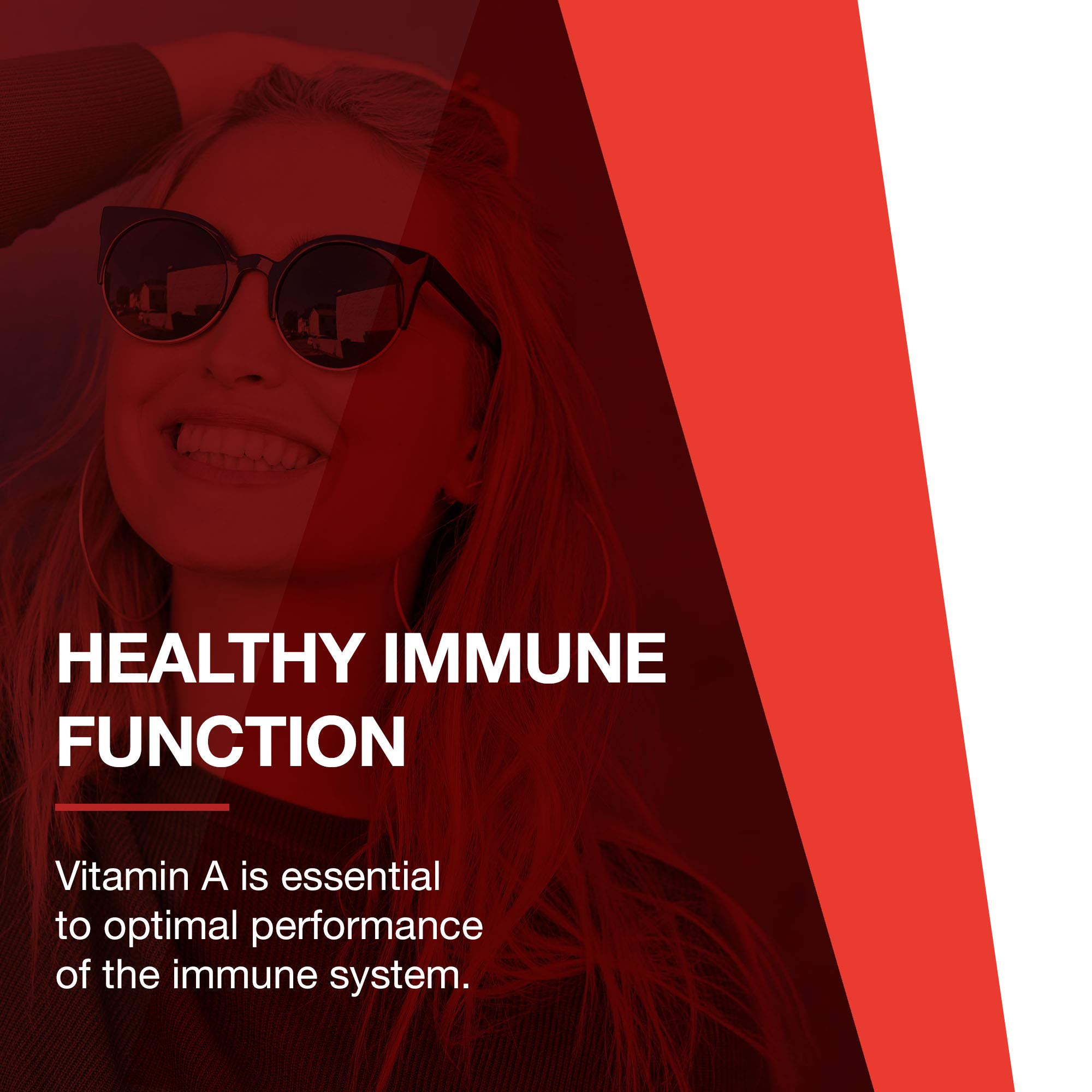 PROTOCOL FOR LIFE BALANCE Vitamin A bottle beside healthy foods for balanced nutrition