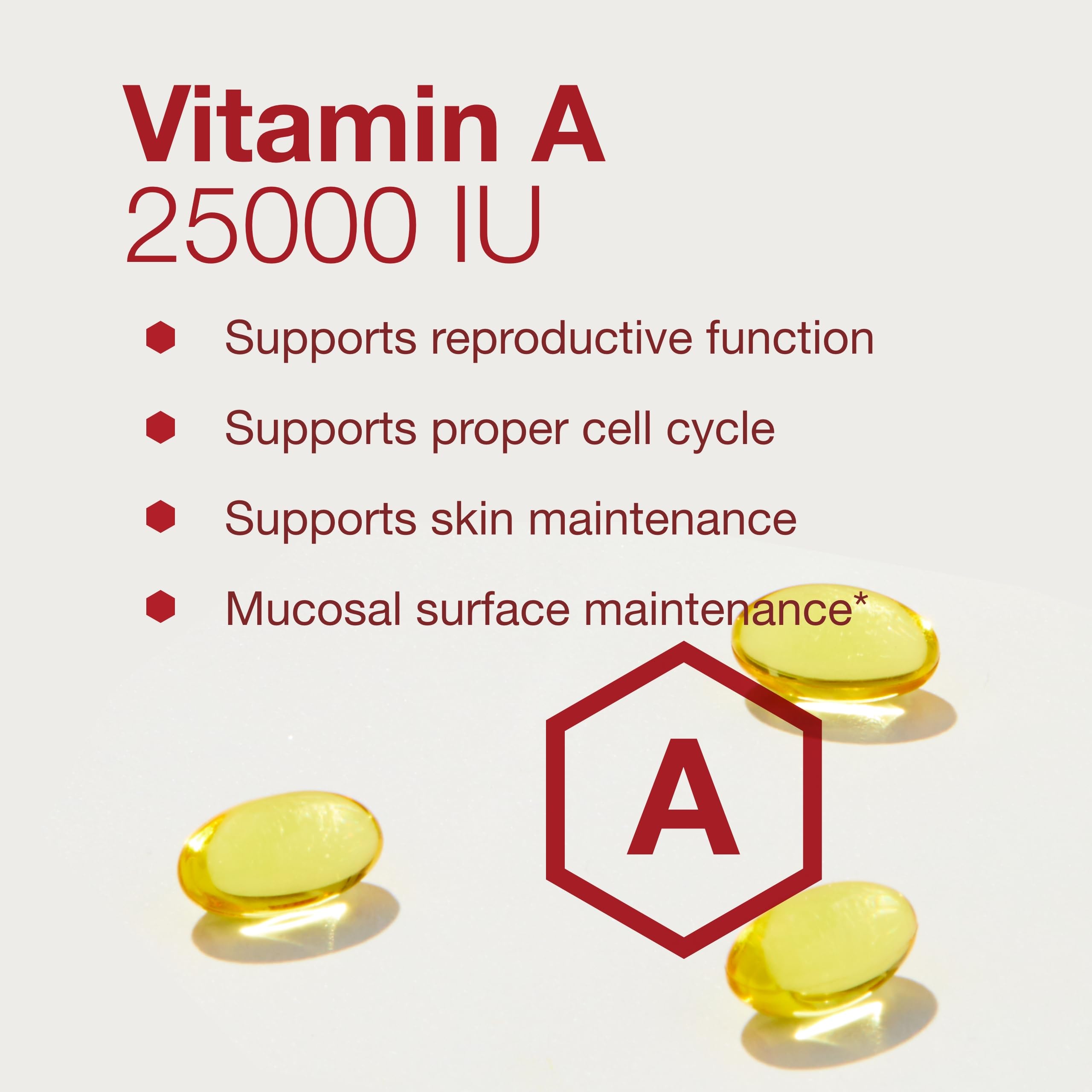 PROTOCOL FOR LIFE BALANCE Vitamin A pour from bottle showing convenient dispensing