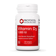 PROTOCOL FOR LIFE BALANCE Vitamin D3 1,000 IU bottle supporting bone health daily