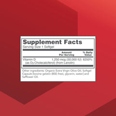PROTOCOL FOR LIFE BALANCE Vitamin D3 50000 IU cap close-up highlighting dosage.