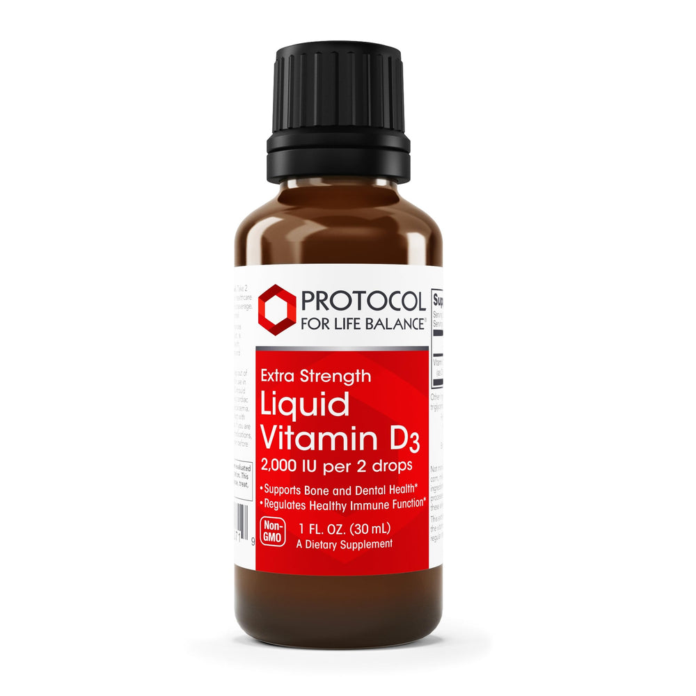 PROTOCOL FOR LIFE BALANCE Vitamin D3 bottle on shelf suggesting daily bone support