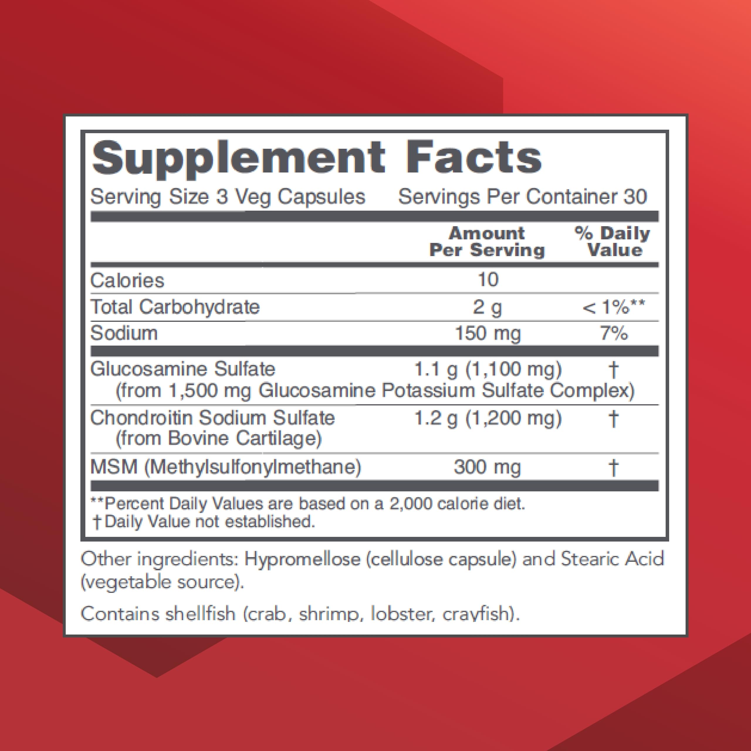 Capsules of Protocol Glucosamine Chondroitin MSM ready for daily use.