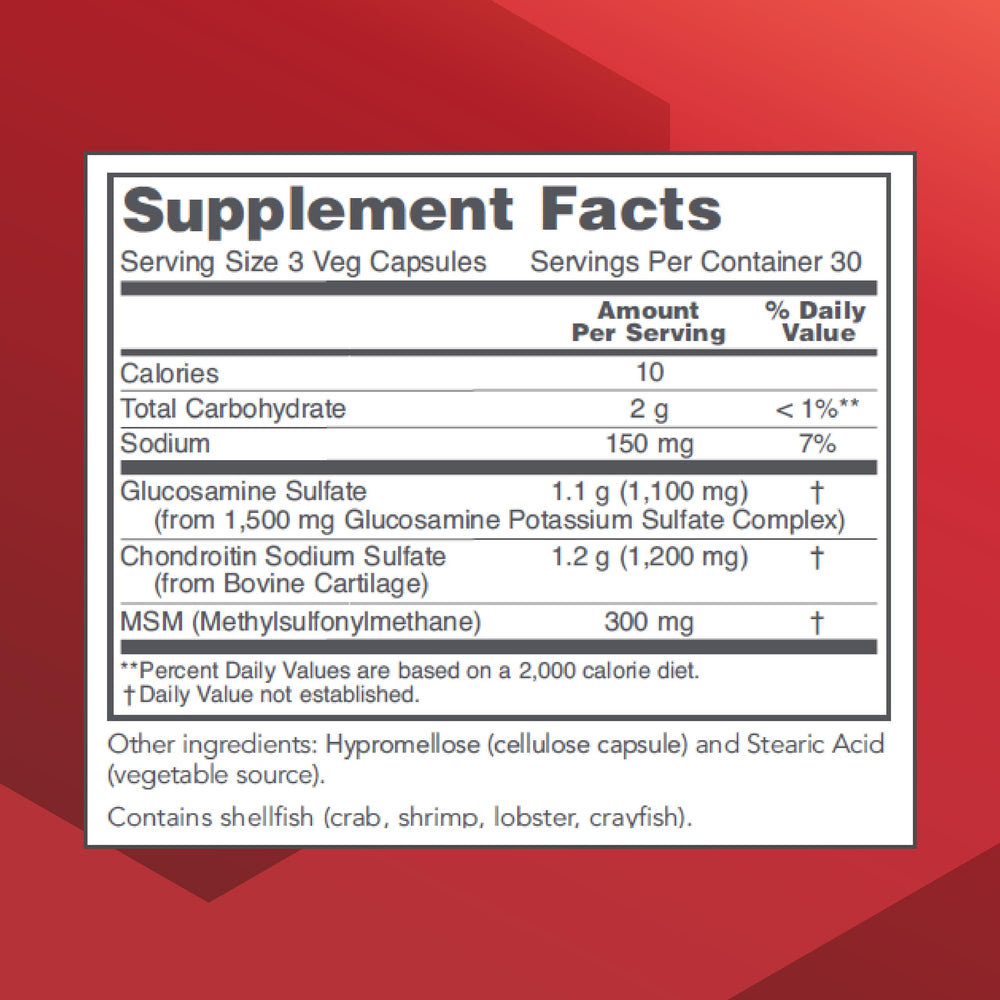 Capsules of Protocol Glucosamine Chondroitin MSM ready for daily use.