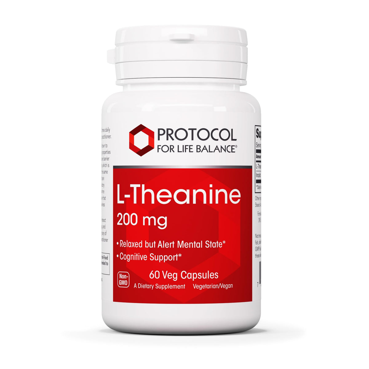 PROTOCOL FOR LIFE BALANCE L-Theanine bottle with 60 vegan capsules for non-drowsy calm.