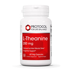 PROTOCOL FOR LIFE BALANCE L-Theanine bottle with 60 vegan capsules for non-drowsy calm.