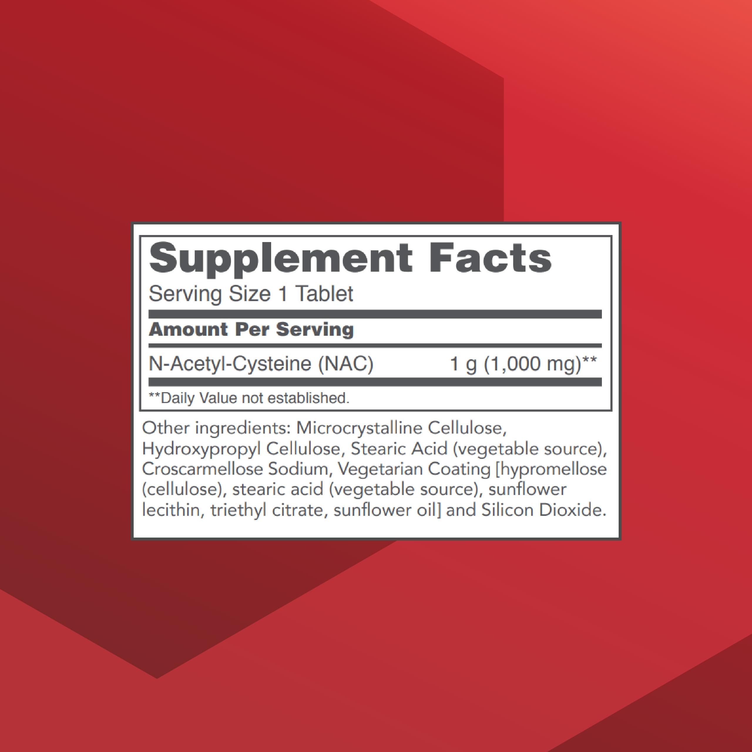 NAC 1000mg tablets arranged for a daily supplement routine