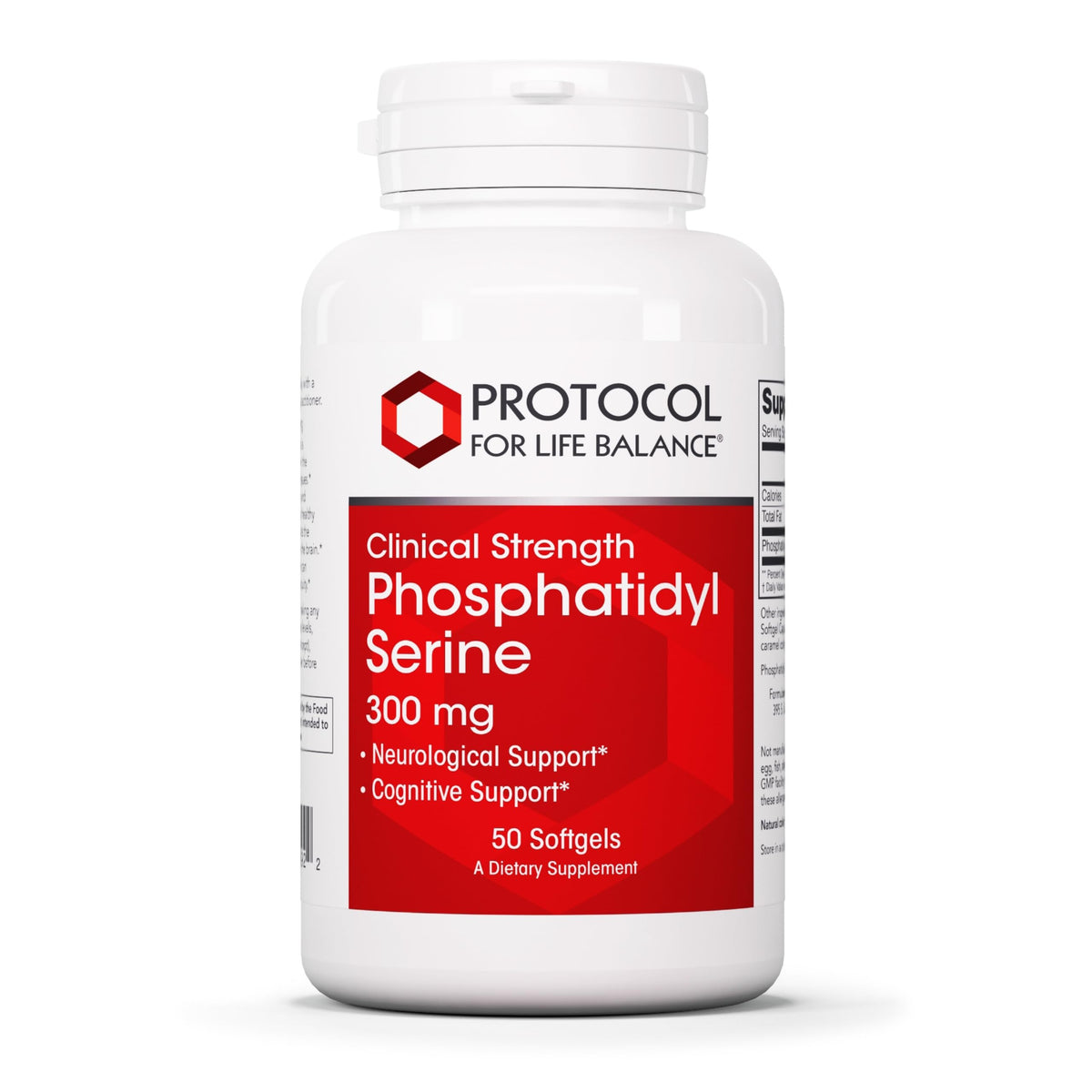 Protocol Phosphatidylserine 300mg bottle on shelf highlights dosage for brain support