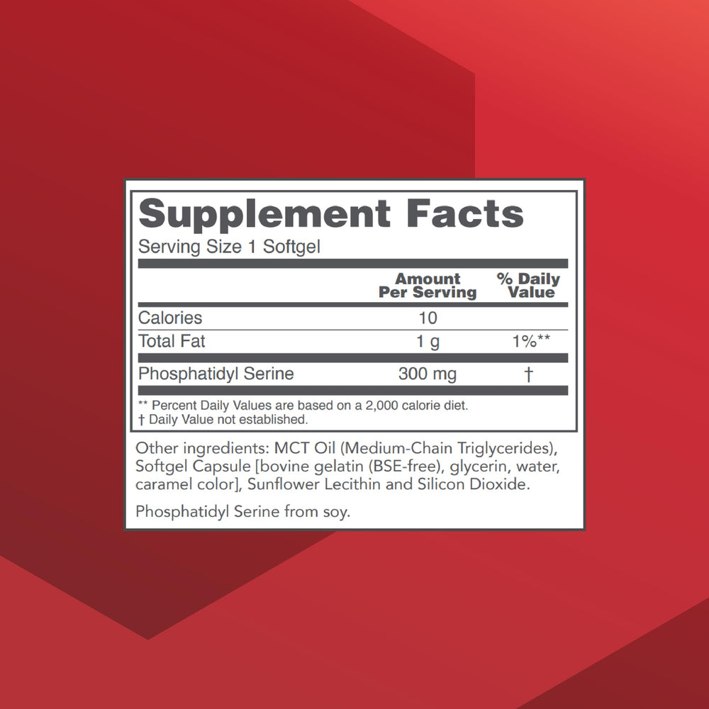Protocol Phosphatidylserine label close-up shows dosage and allergen information