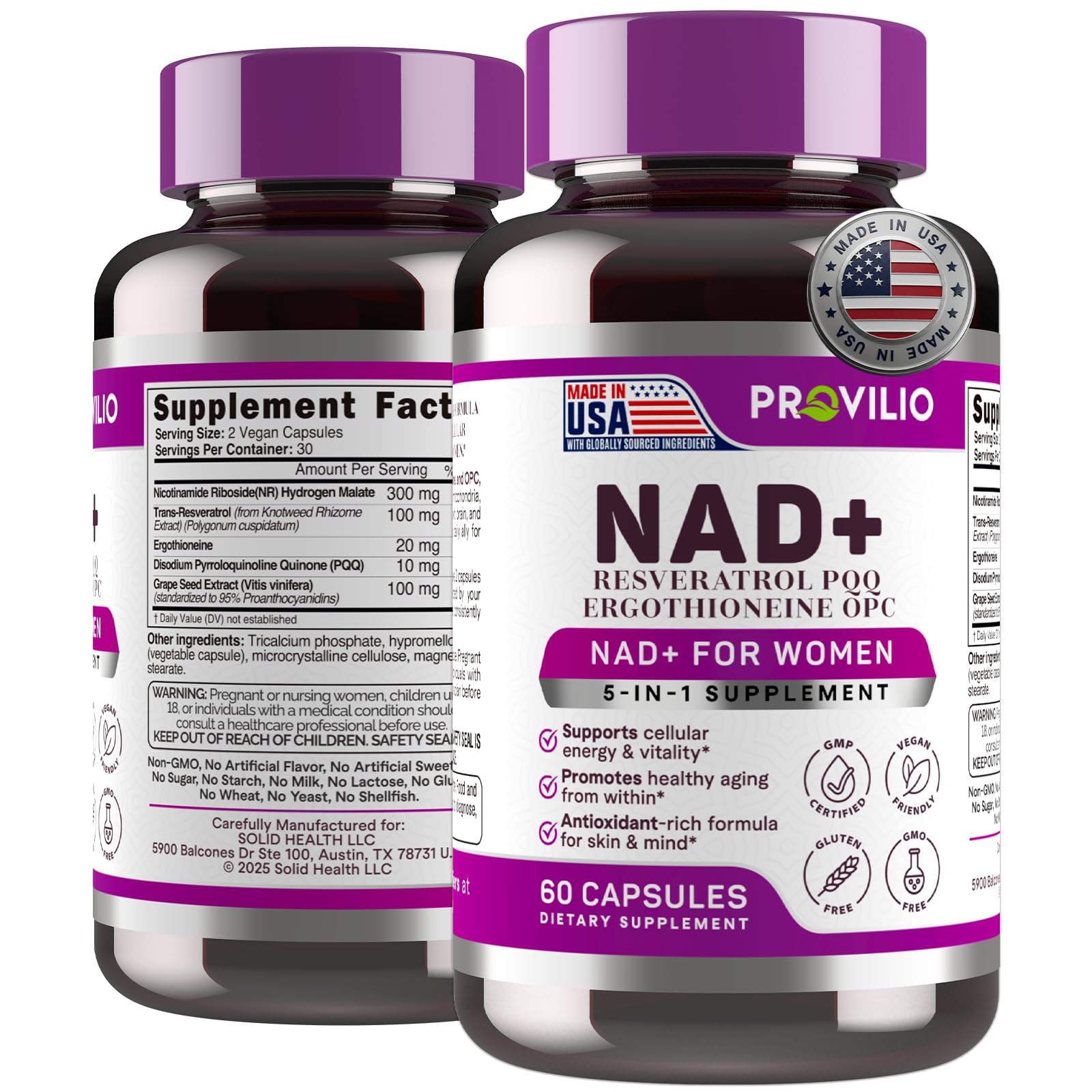 Provilio NAD+ for Women bottle ready for daily energy support.