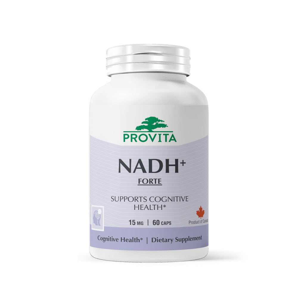 Provita NADH+ Forte bottle showcasing energy support for daily tasks