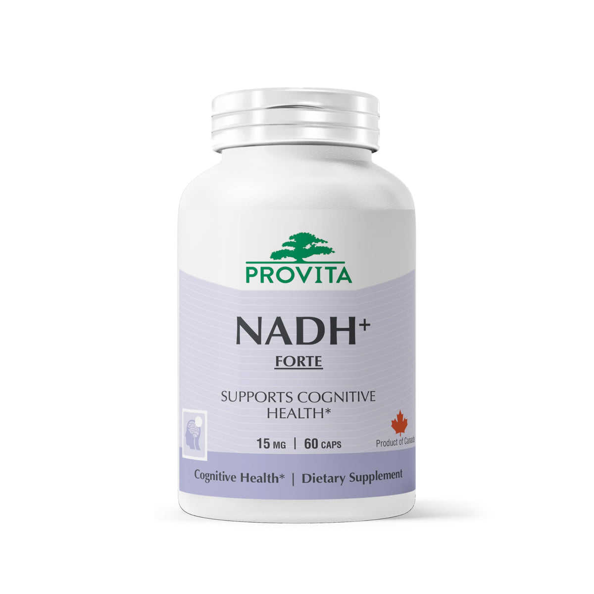 Provita NADH+ Forte bottle showcasing energy support for daily tasks