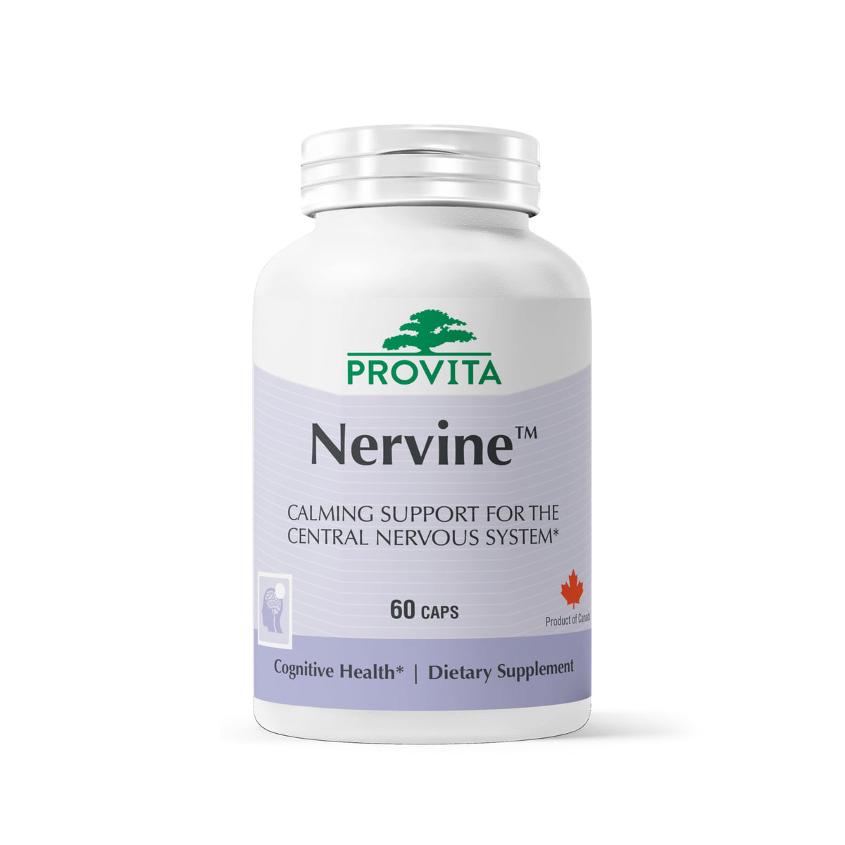 PROVITA Nervine bottle closeup highlighting vegan calm support for daily balance
