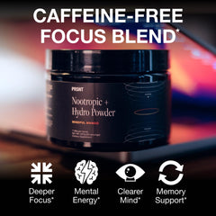 PRSNT Mango Focus powder dissolving in water for refreshing hydration.