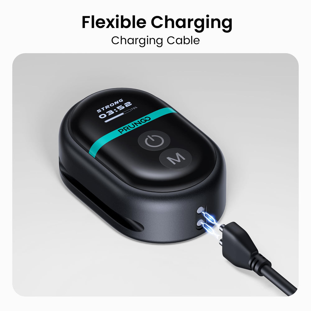 PRUNGO charging cable keeps the unit ready while traveling.