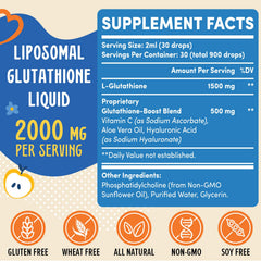 Prunucis 2000mg glutathione dropper highlighting high potency for quick absorption.
