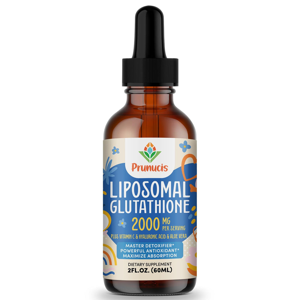 Prunucis 2000MG liposomal glutathione bottle viewed from the front for daily wellness.