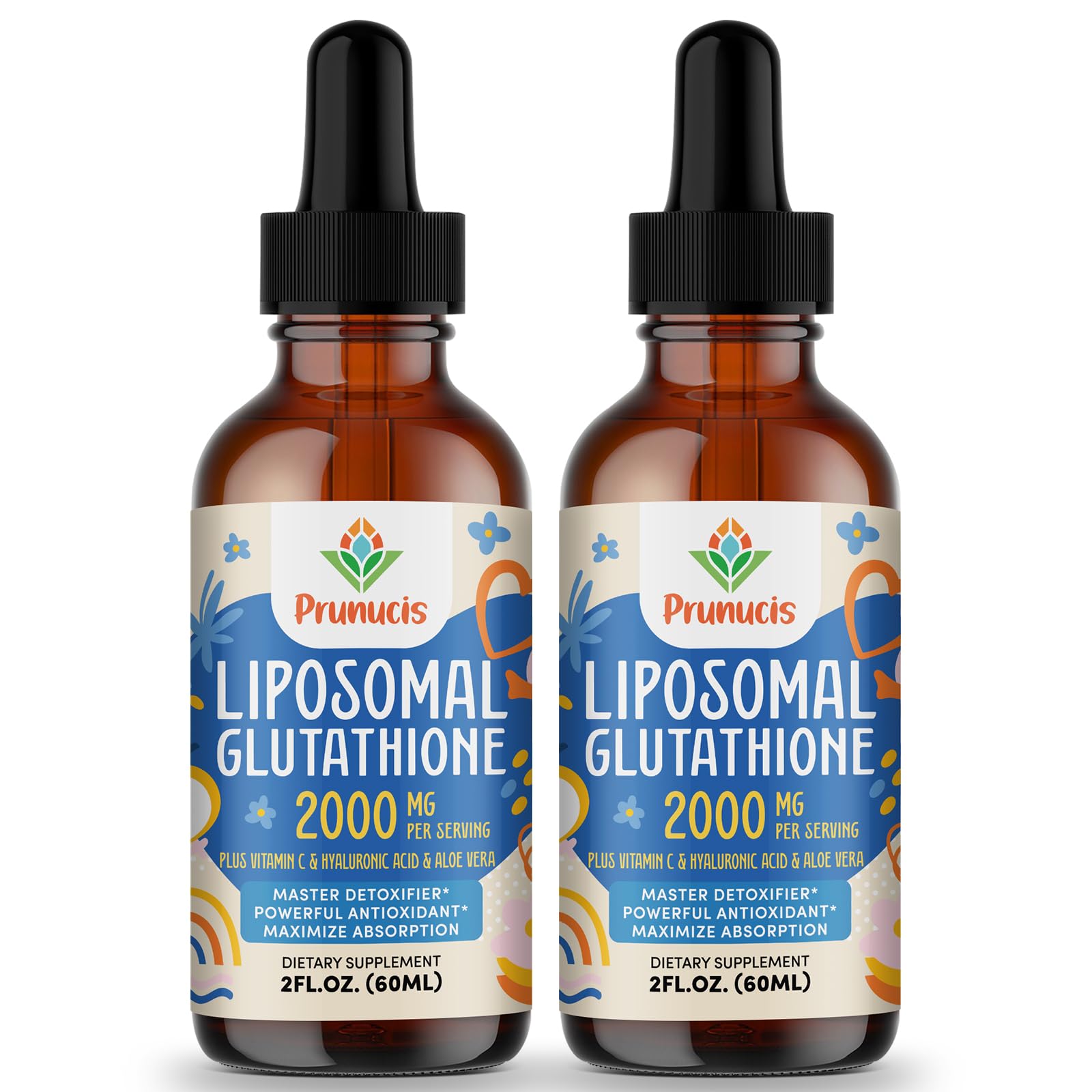 Prunucis 2000mg liposomal glutathione bottle shows high-absorption antioxidant support