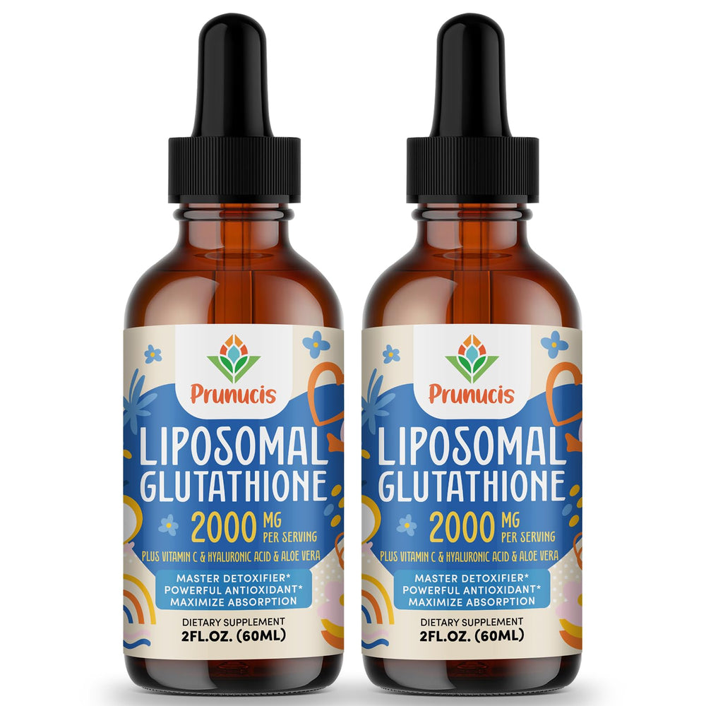 Prunucis 2000mg liposomal glutathione bottle shows high-absorption antioxidant support