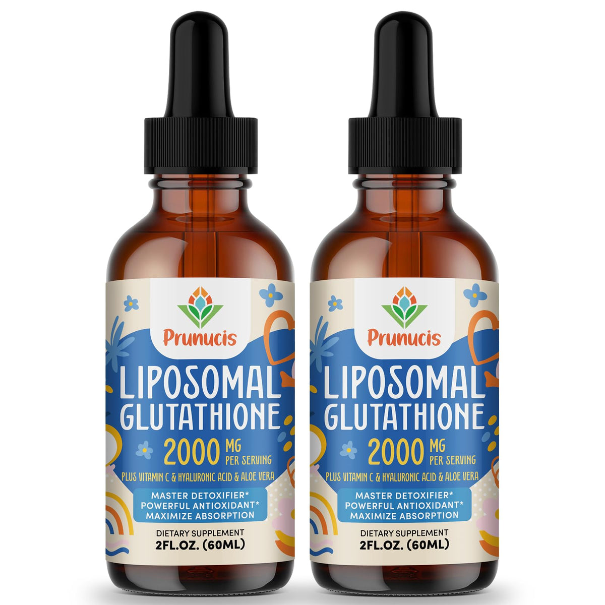 Prunucis 2000mg liposomal glutathione bottle shows high-absorption antioxidant support