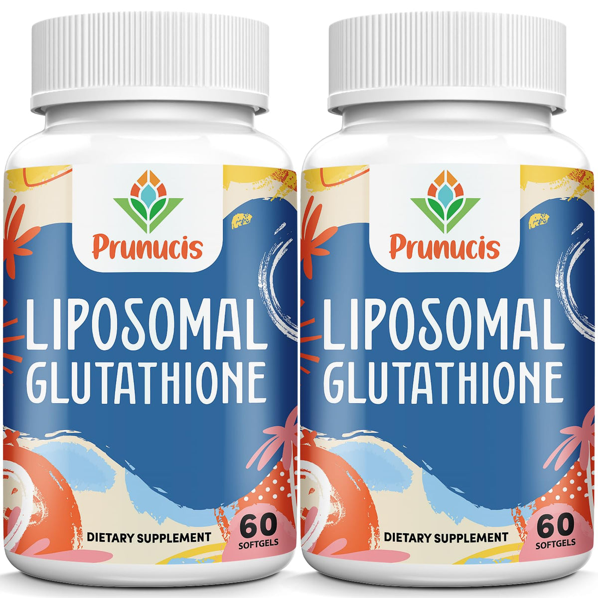 Prunucis 2400mg liposomal glutathione bottle emphasizes high absorption.
