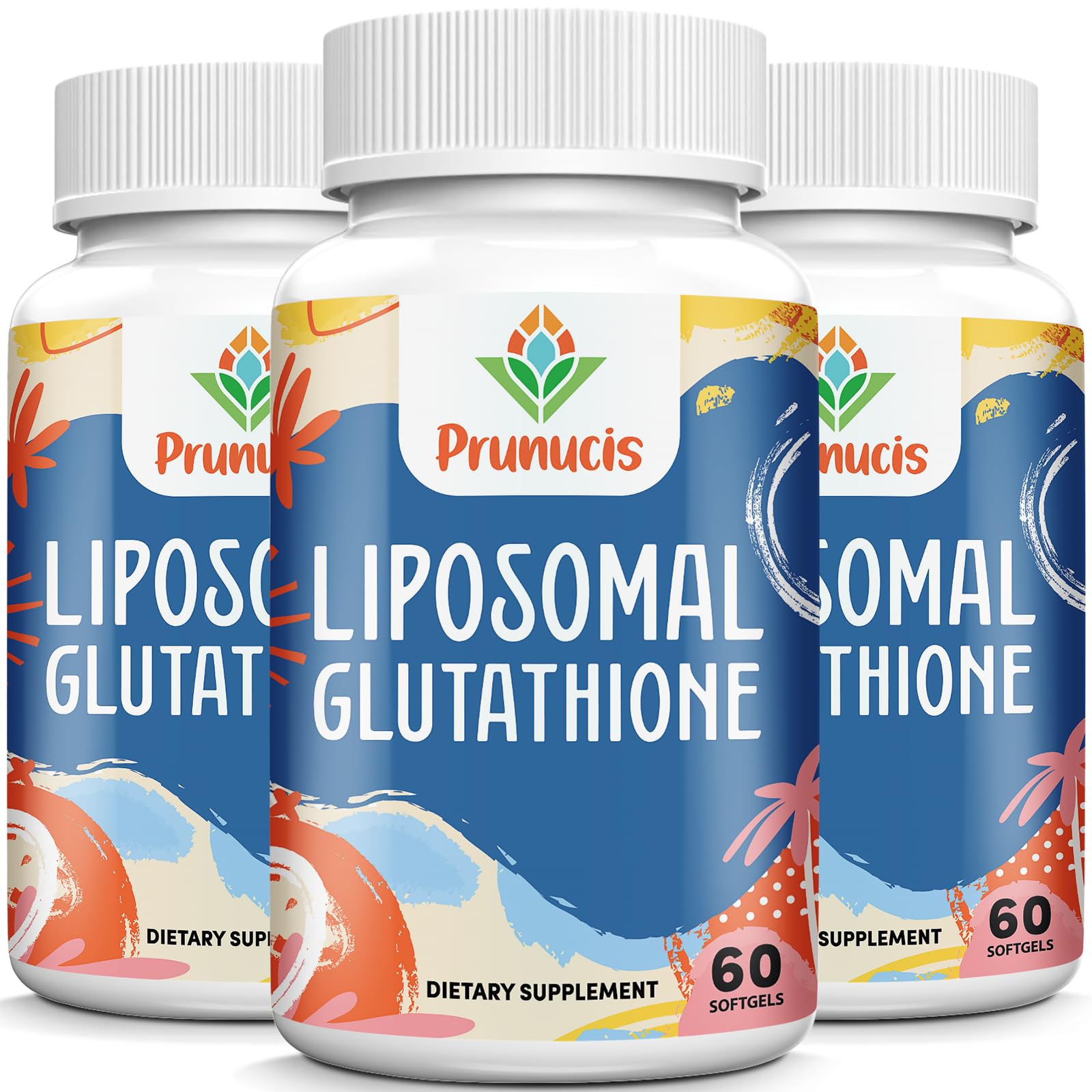 Prunucis 2400mg liposomal glutathione bottle highlighting high-dose antioxidant formula.