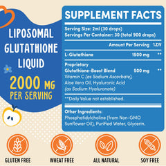 Prunucis liposomal glutathione bottle label highlights 2000 mg potency and vegan ingredients