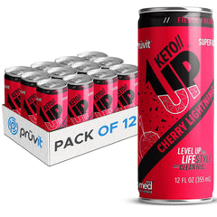 PRÜVIT Cherry Lightning Keto UP bottle front with bold branding for keto energy