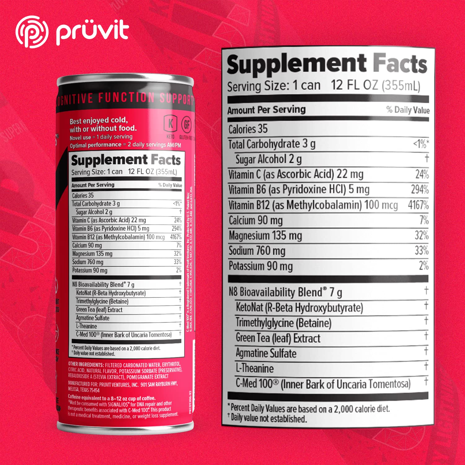 PRÜVIT Cherry Lightning Keto UP can opened for a quick focus boost